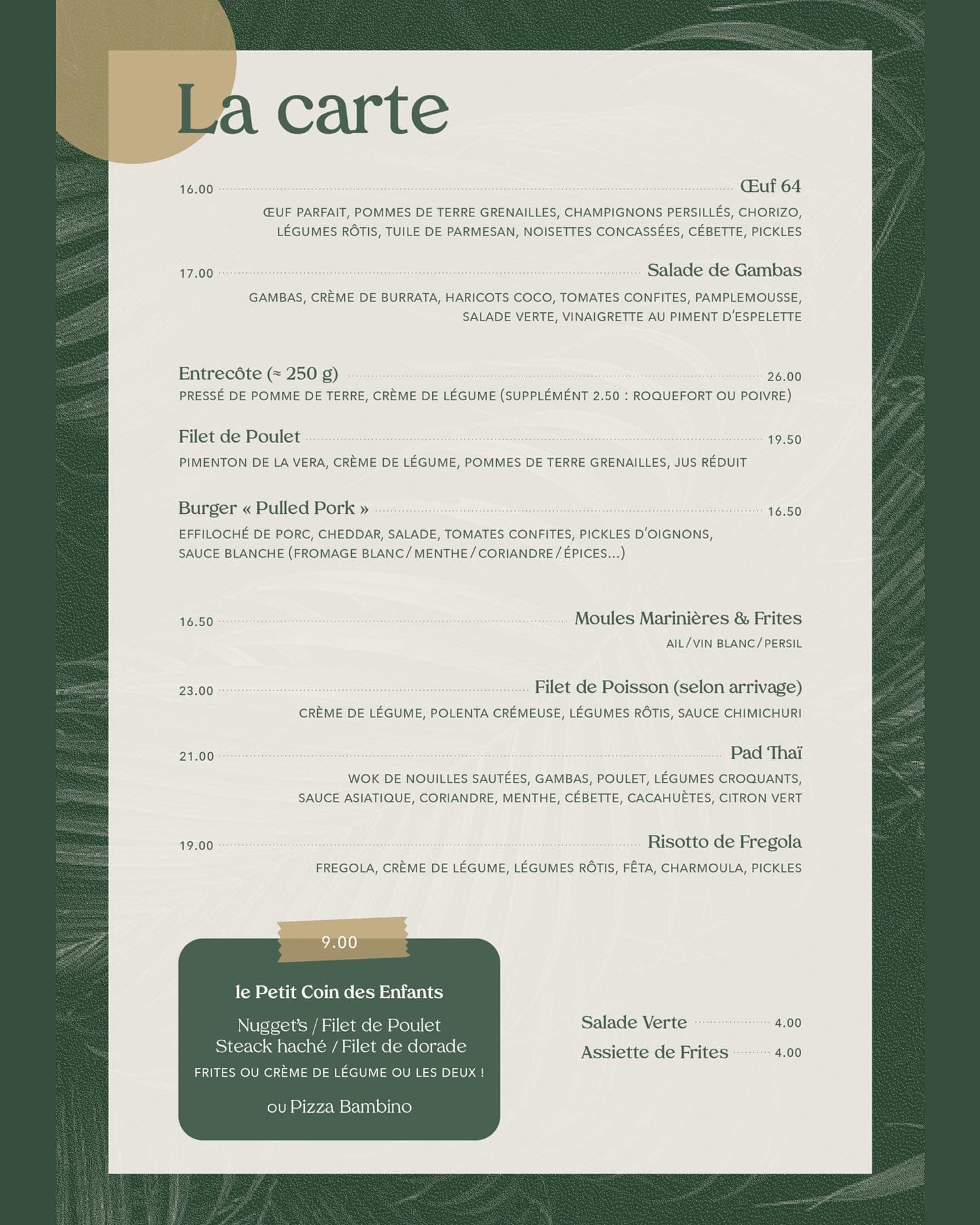 menu